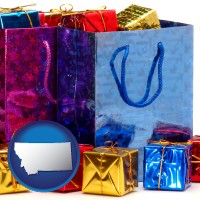 mt map icon and gift bags and boxes