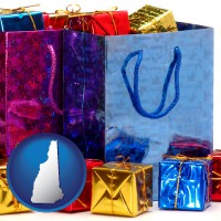 nh map icon and gift bags and boxes