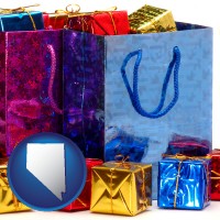 nv map icon and gift bags and boxes