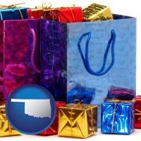ok map icon and gift bags and boxes