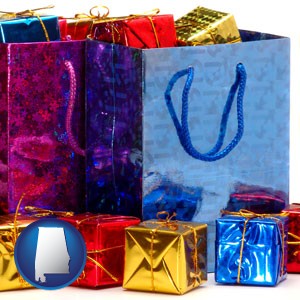gift bags and boxes - with Alabama icon