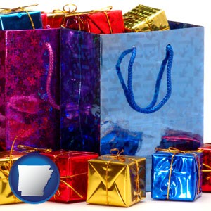 gift bags and boxes - with Arkansas icon
