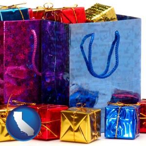 gift bags and boxes - with California icon