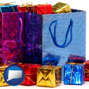 gift bags and boxes - with Connecticut icon