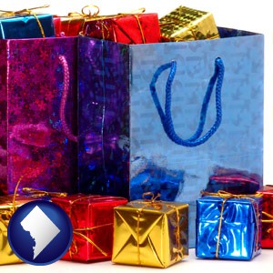 gift bags and boxes - with Washington, DC icon