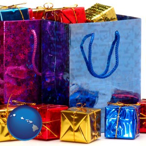 gift bags and boxes - with Hawaii icon