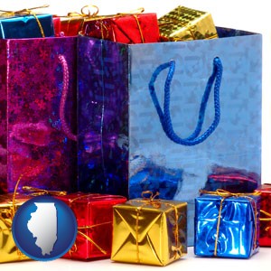 gift bags and boxes - with Illinois icon