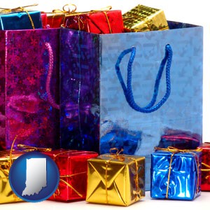 gift bags and boxes - with Indiana icon