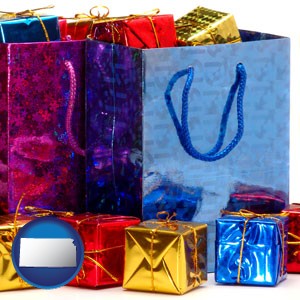gift bags and boxes - with Kansas icon