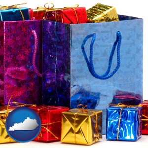 gift bags and boxes - with Kentucky icon