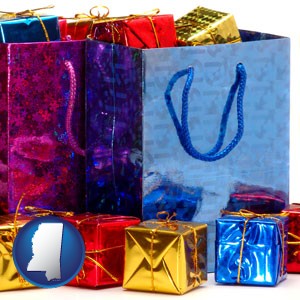 gift bags and boxes - with Mississippi icon