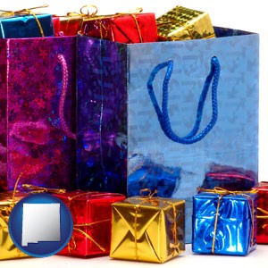 gift bags and boxes - with New Mexico icon