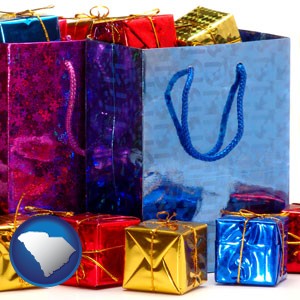 gift bags and boxes - with South Carolina icon