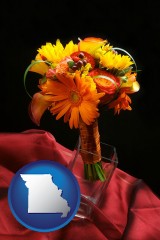missouri map icon and a bridal flower bouquet
