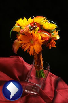 a bridal flower bouquet - with Washington, DC icon