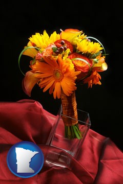 a bridal flower bouquet - with Minnesota icon