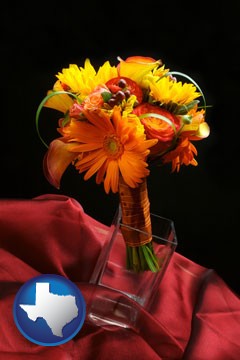 a bridal flower bouquet - with Texas icon