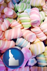 idaho map icon and colorful candies