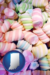 indiana map icon and colorful candies