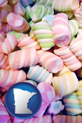 minnesota map icon and colorful candies