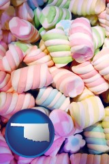 oklahoma map icon and colorful candies