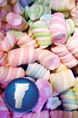 vermont map icon and colorful candies