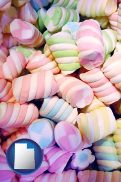 colorful candies - with Utah icon