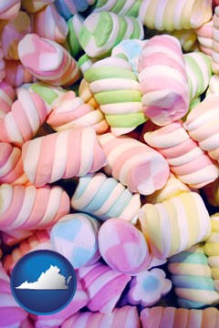 colorful candies - with Virginia icon
