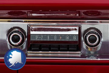a vintage car radio - with Alaska icon