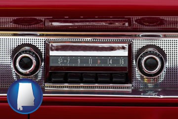 a vintage car radio - with Alabama icon