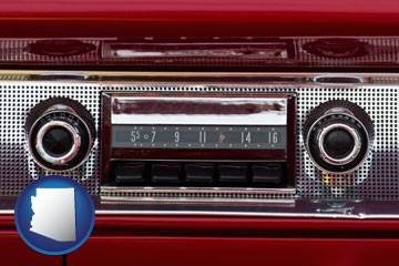 a vintage car radio - with Arizona icon