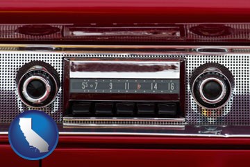 a vintage car radio - with California icon