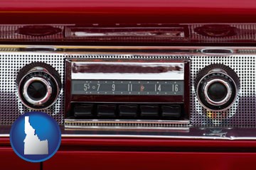 a vintage car radio - with Idaho icon