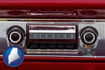 a vintage car radio - with Maine icon