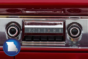 a vintage car radio - with Missouri icon