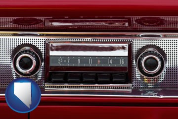 a vintage car radio - with Nevada icon