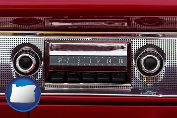 a vintage car radio - with Oregon icon