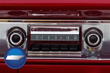 a vintage car radio - with Tennessee icon