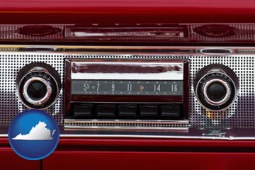 a vintage car radio - with Virginia icon