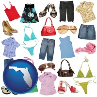 florida map icon and female clothing and accessories