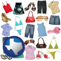 texas map icon and female clothing and accessories