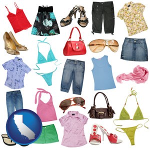 female clothing and accessories - with California icon
