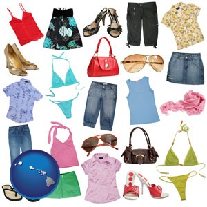 female clothing and accessories - with Hawaii icon