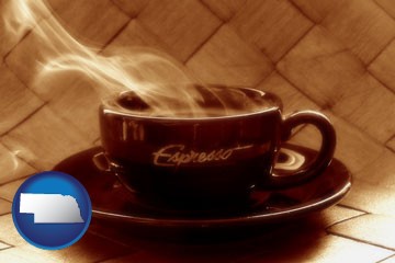 a cup of espresso coffee - with Nebraska icon