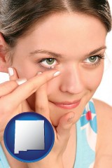 new-mexico a young woman inserting a contact lens