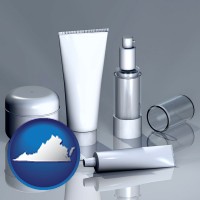 virginia map icon and cosmetics packaging