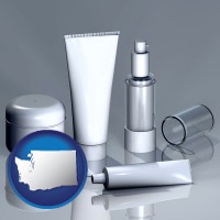 washington map icon and cosmetics packaging