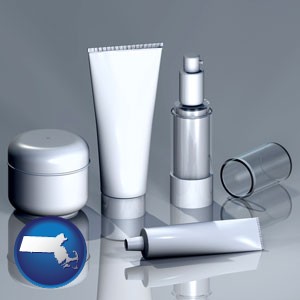 cosmetics packaging - with Massachusetts icon