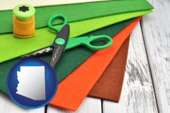 arizona craft supplies (colorful felt and a pair of scissors)