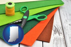 indiana craft supplies (colorful felt and a pair of scissors)